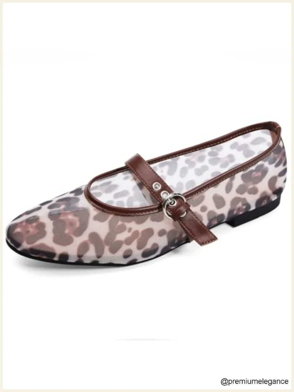 Mesh Ballet Flats Mary Jane Animal Print Slip On Breathable Ballerina Flats